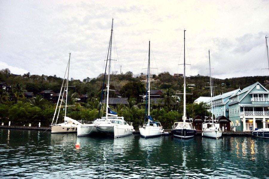 sail boats against shore saint lucia