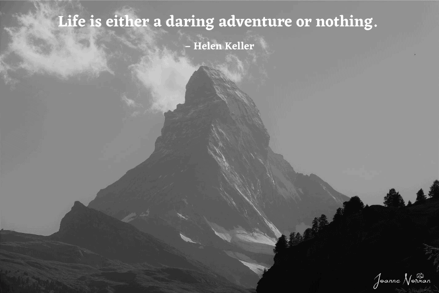 travel quotes on black and white matterhorn