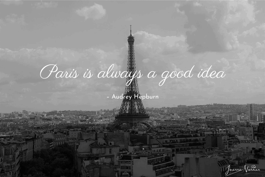 quote about Paris in front of photo of eiffel tower
