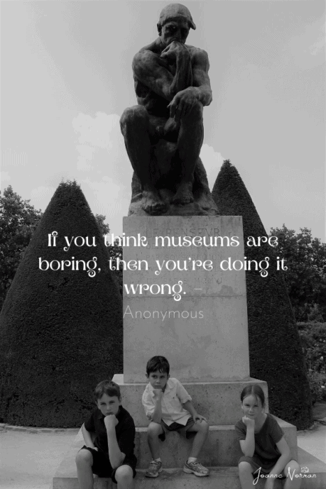 museum quote on photo of kids at rodin museum