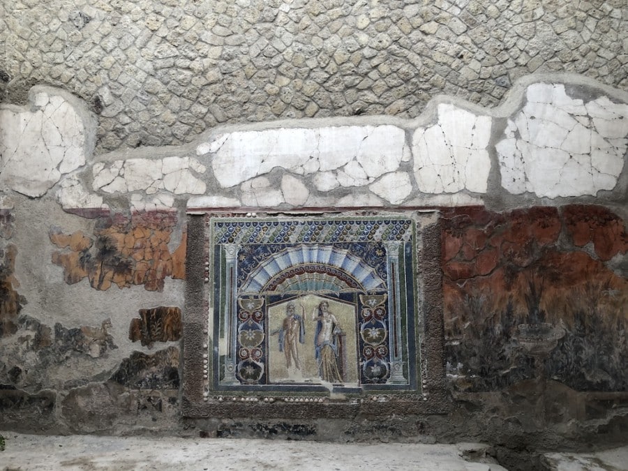 mosaics on walls at Herculaneum