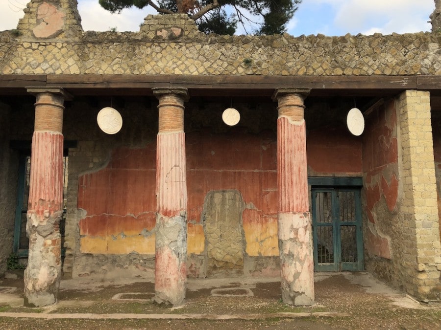 orange stone pillars outside of Rome 