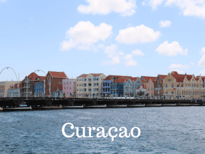 Curacao Caribbean colorful buildings and Queen Emma bridge