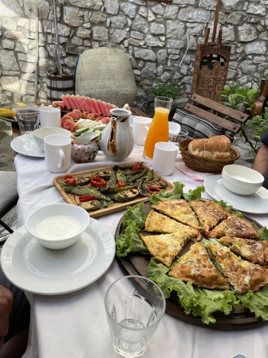  large amount of breakfast food on table in Berat