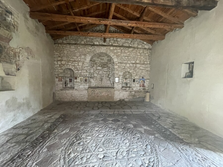 white stone interior of building Berat Castle
