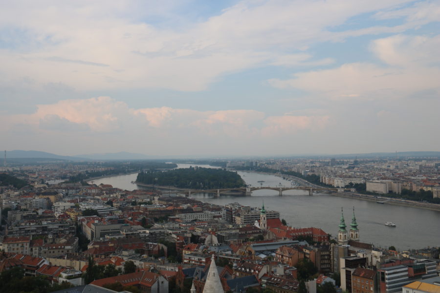 View of Buda Margaret Island and Danube River Budapest from the Tower of Matthias Church